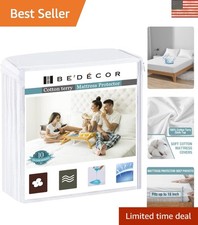 Queen Waterproof Mattress Protector - Soft Cotton Terry, Noiseless Breathable