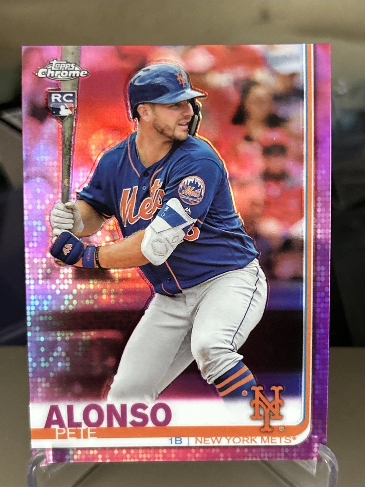 2019 Topps Chrome Baseball #204 Pete Alonso Pink Refractor RC Rookie Mets
