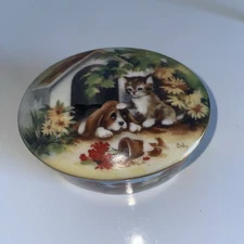 Vtg Ardleigh Elliott Porcelain Music Box 1992 Cat & Dog “you’ve got a friend”