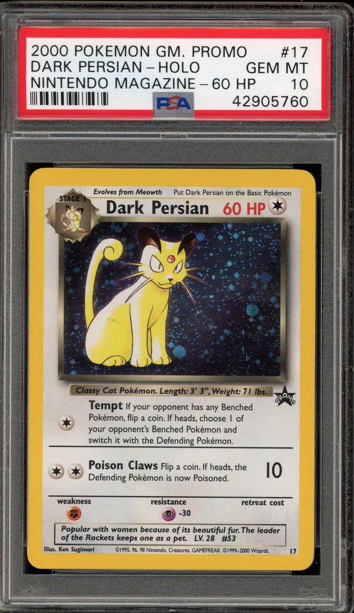 Pokemon Dark Persian Nintendo Magazine 60 HP Black Star Holo Promo
