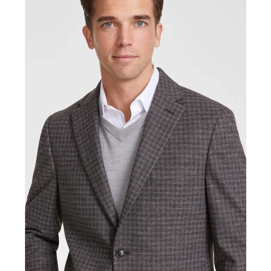 Blazer Traje Tommy Hilfiger Para Hombre Gris/Marrón Cuadros Conrad Ajuste Moderno Talla 36S Foto 4 de 4