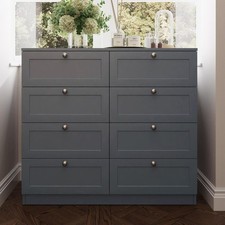 Image of 8 Drawer Chest of Drawers Shaker Style Modern Bedroom Furniture Matt Grey