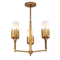 Kronleuchter Modern E14 B: 50.8 Cm Stahl Glas In Blattgold Antik Weiß HäNgelampe