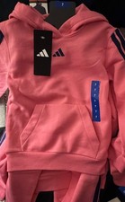 NEW Girl's Adidas 2 Piece Hoodie and Joggers Set Pink Size 7
