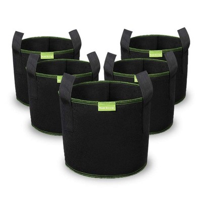 Mactoou Grow Beutel für Gemüse, 5er Pack 10 Gallonen 5er Pack 10 Gallonen, schwarz 