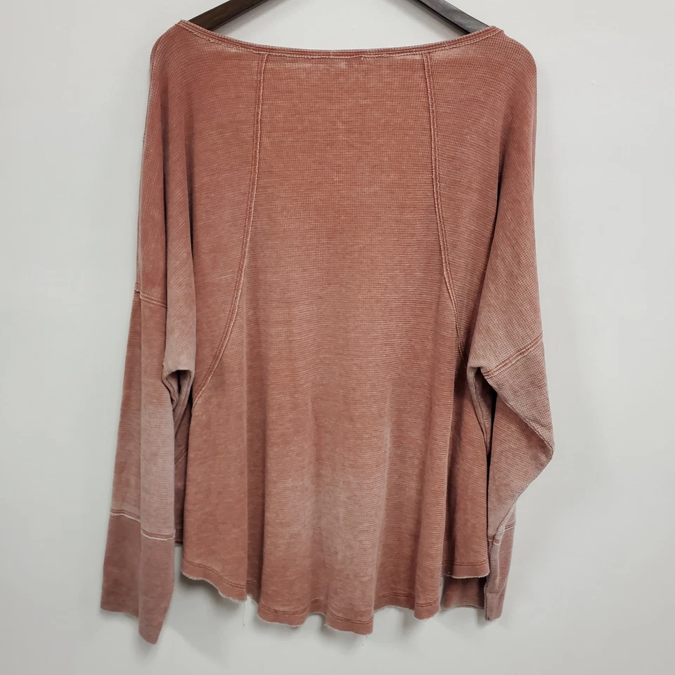 Lucky Brand Womens Long Sleeve Burnout Waffle Thermal Top Size 3X Grunge Baddie - Image 3 of 4