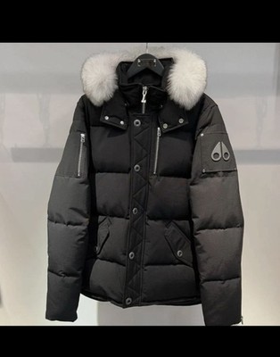 Herren Original Moose Knuckles Parka Jacke S-2XL - Schwarz Mit Weiße Pelz