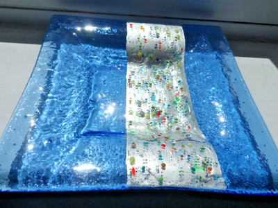 Sospiri ? Mundgeblasene Murano Klimt isolierte quadratische Glasschale