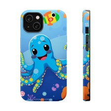 iPhone Blue Ring Octopus Kids Fun iPhone Phone Case Gift Clean Minimal