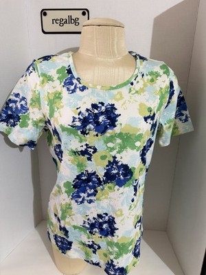WHITE STAG White  Floral Short Sleeve Round Neck Tee Women s Size XL- 16-18