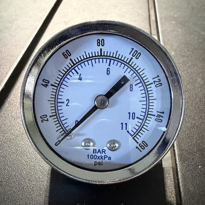 160 PSI (PSI/Bar) Analog Air Pressure Gauge 52mm Face 13.2mm Bottom Mount