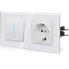 Lichtschalter Steckdose Glas Weiß 157mm 1 Fach 1 Weg Wechselschalter