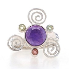 NEW Multi-Gemstone Ring - Sterling Silver Genuine Size 8
