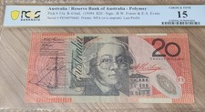 $20 1994 Last Prefix PE94 PCGS Fine 15 Fraser/Evans R416aL PE Australia Note