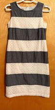 Talbots 100% Cotton Striped Dress White & Blue/Gray Size 2 Petite