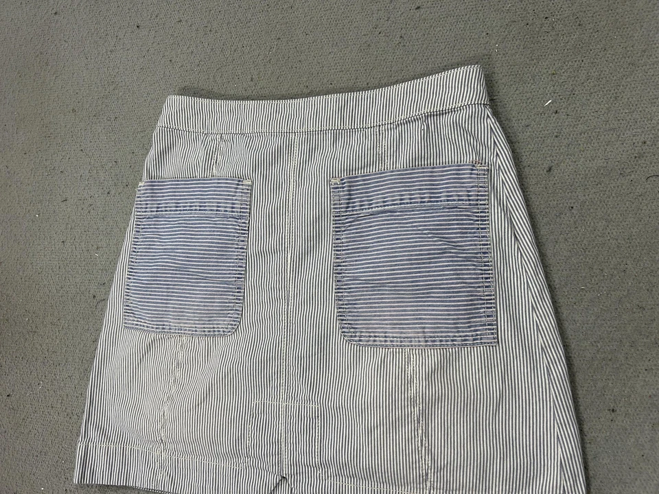 Falda Pilcro Mujer 0 Azul Blanco Rayas Algodón Mini Anthropologie Línea A Foto 2 de 4