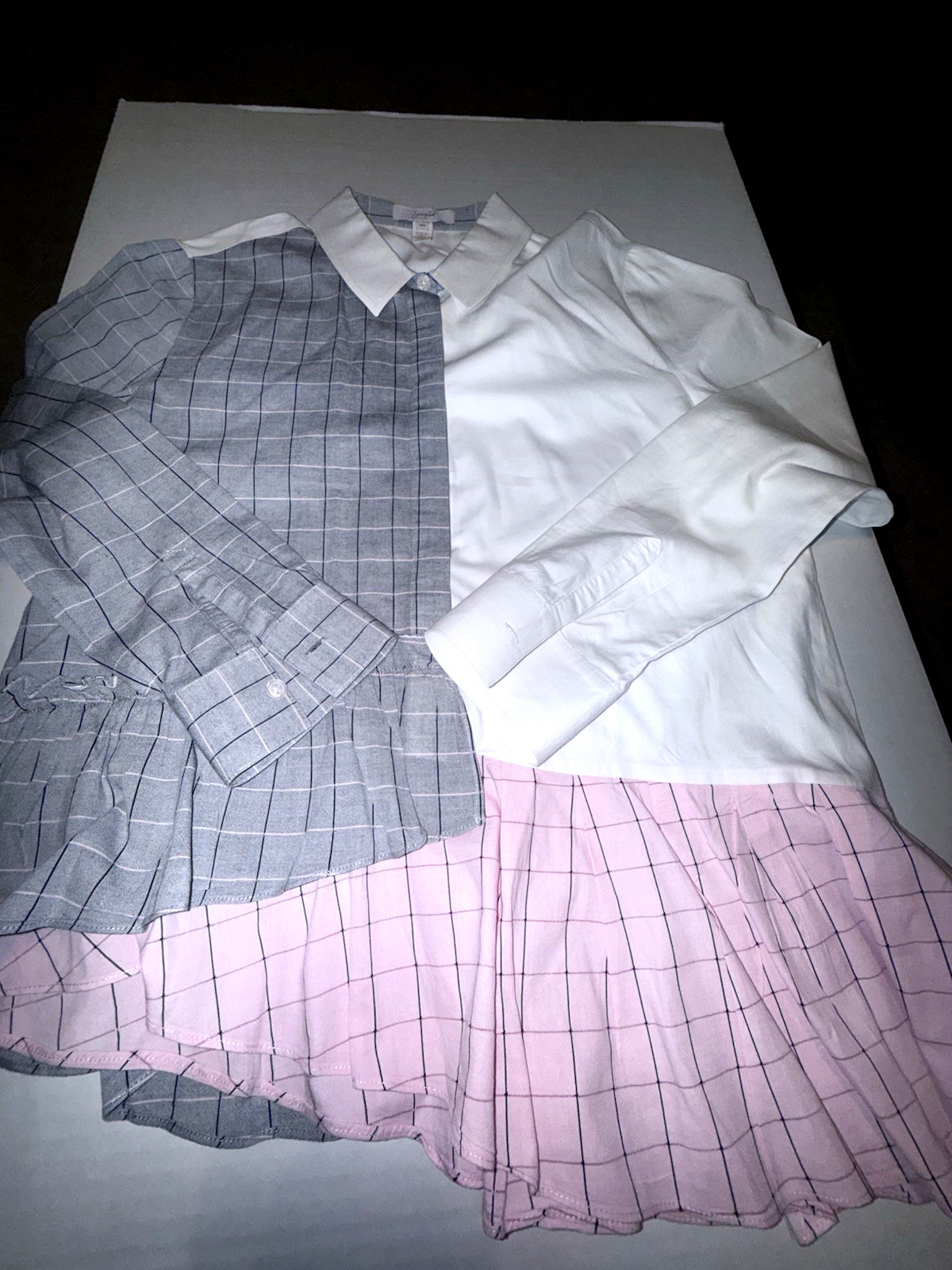 Scripted Asymmetrical 3/4 Button Down Pull Over C… - image 3