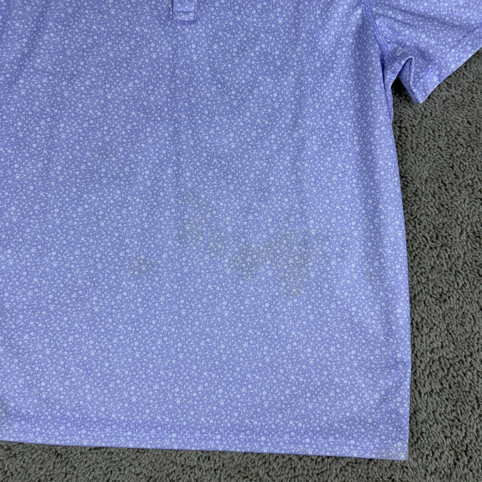 Apt 9 Polo Shirt Mens Extra Large Purple White Floral Print Polyester Blend READ - Image 3 of 4