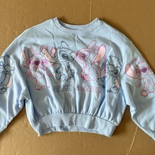 Disney's Stitch and Angel Girls Graphic Fleece Crew Pullover Size Medium 7-8
