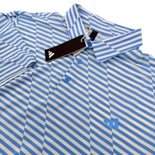 Adidas Polo Shirt Mens XL Blue White Striped Mesh Ultimate365 Golf IU4394 NEW