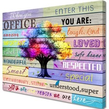 Inspirational Wall Art Office Motto Decor Quotes Colorful Tree Signs Pictures...