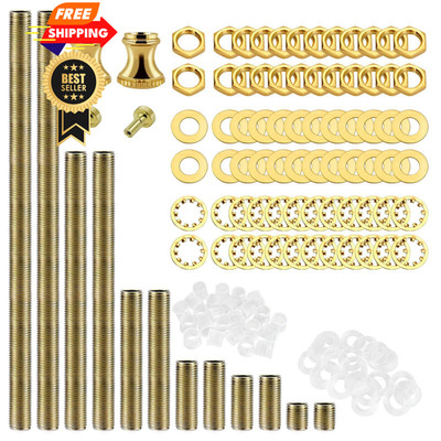 Lamp Repair Hardware Assortment,All Thread Pipe Rod,Includes Gold
