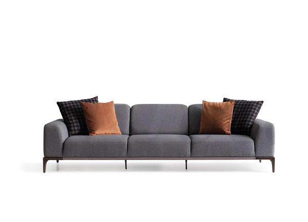 Sofa 4 Sitzer Farbe Grau Wohnzimmer Design Stil MöBel Moderne Neu-image