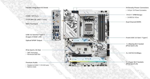 ASRock Mainboard B650 Steel Legend WiFi AMD Ryzen 7000 Series CPU DDR5 ATX - Bild 5 von 8