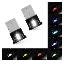 2PCS Mini USB LED Light, Portable RGB Car Interior Atmosphere Lamp, 2 PCS