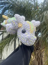 Handmade crochet Green Yellow White Purple Plush Dragon Stuffed Animal Medium