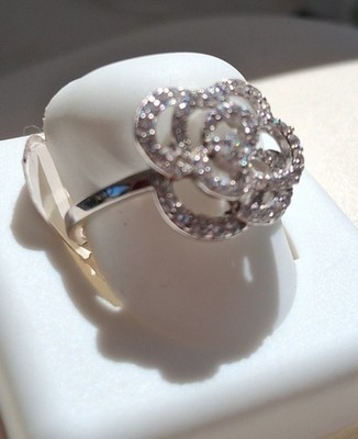 Anillo Brillante Flor de Zirconia en Plata 925 Sterling Silver Ring Size 7