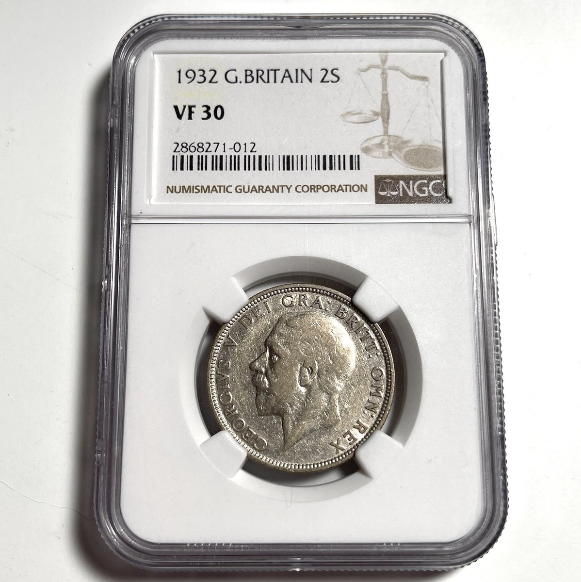 1932 Great Britain Florin Two Shilling NGC VF30 Scarce Key Date