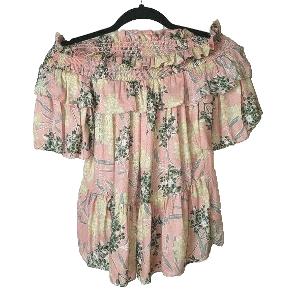 William Rast Womens Arabella Floral Print Off-The-Shoulder Blouse Size Small