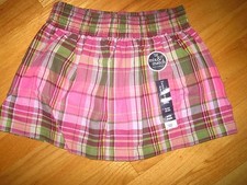 Girl PINK OLIVE GREEN MAGENTA STRIPED PLAID SCHOOL GIRL SKORT SKIRT NWT 6 6X
