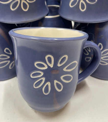 1 Pfaltzgraff Baja Coffee Tea Cup Mug Blue White Daisy Flower Vintage Mexico