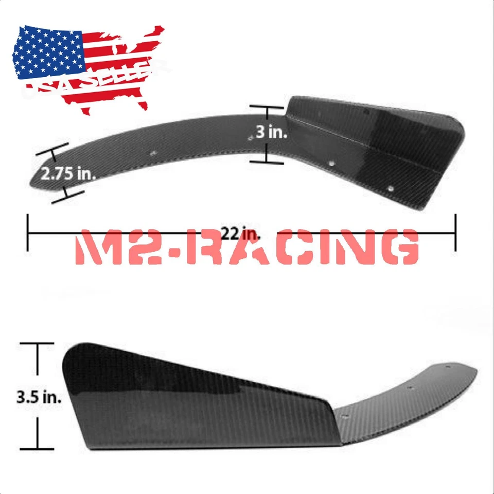 Universal Carbon Fiber Winglet Type-3 Aero Front Bumper Lip Splitter Diffuser - Image 4 of 4