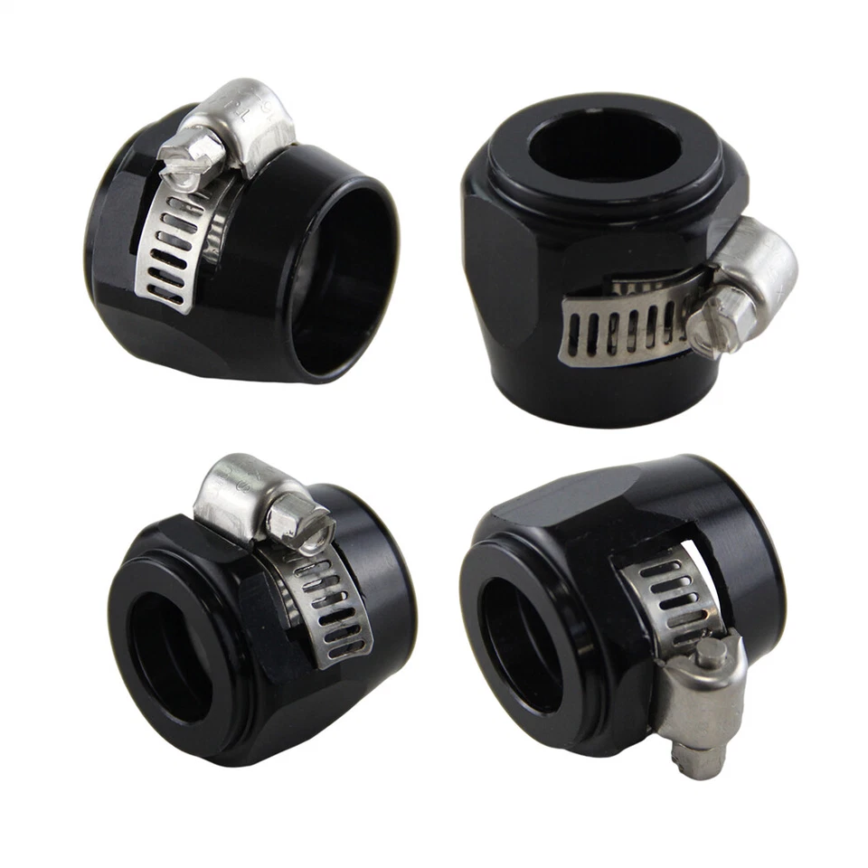 10AN AN10 21 mm ID Manguera de Combustible Línea Cubierta Extremo Abrazadera Acabador Montaje 4 Piezas Negro Foto 3 de 4