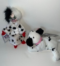 Disney Vintage 1990s 101 Dalmatians Bean Bags LOT OF 2 - CRUELLA and JEWEL - NWT