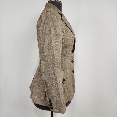Chaqueta blazer vintage años 70 Sir For Her marrón beige tweed para mujer - Imagen 8 de 10