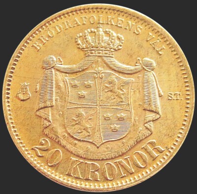 1874 ST GOLD SWEDEN 20 KRONOR 8.96 GRAMS OSCAR II COIN MINT STATE