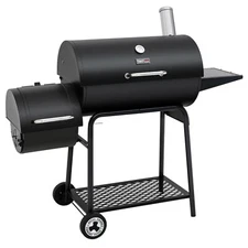 Royal Gourmet Barrel 30-Inch Charcoal Grill with Offset Smoker Outdoor Backyard