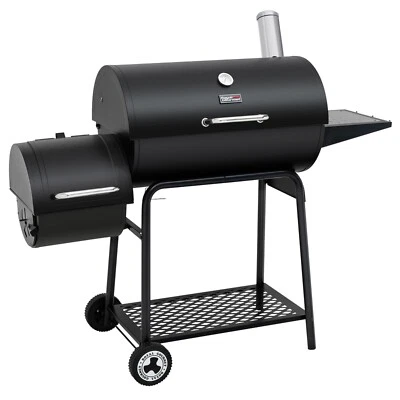 Royal Gourmet Barrel 30-Inch Charcoal Grill with Offset Smoker Outdoor Backyard