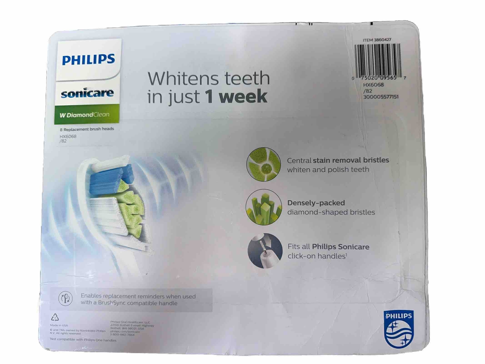 Philips Sonicare Brush Heads 8 Pack Diamond Clean BrushSync Compatible