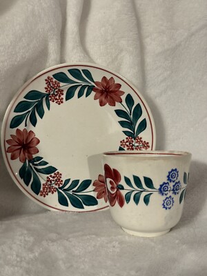 Vintage Maastricht Maestricht Societe Ceramique Holland Cup Saucer Red Flowers