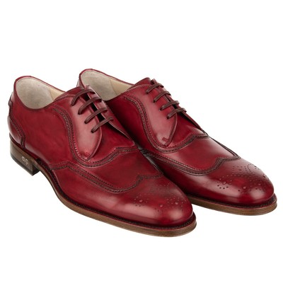 DOLCE & GABBANA SARTORIA Hand bemahlte Derby Schuhe ROMA DG Logo Rot 42 12135