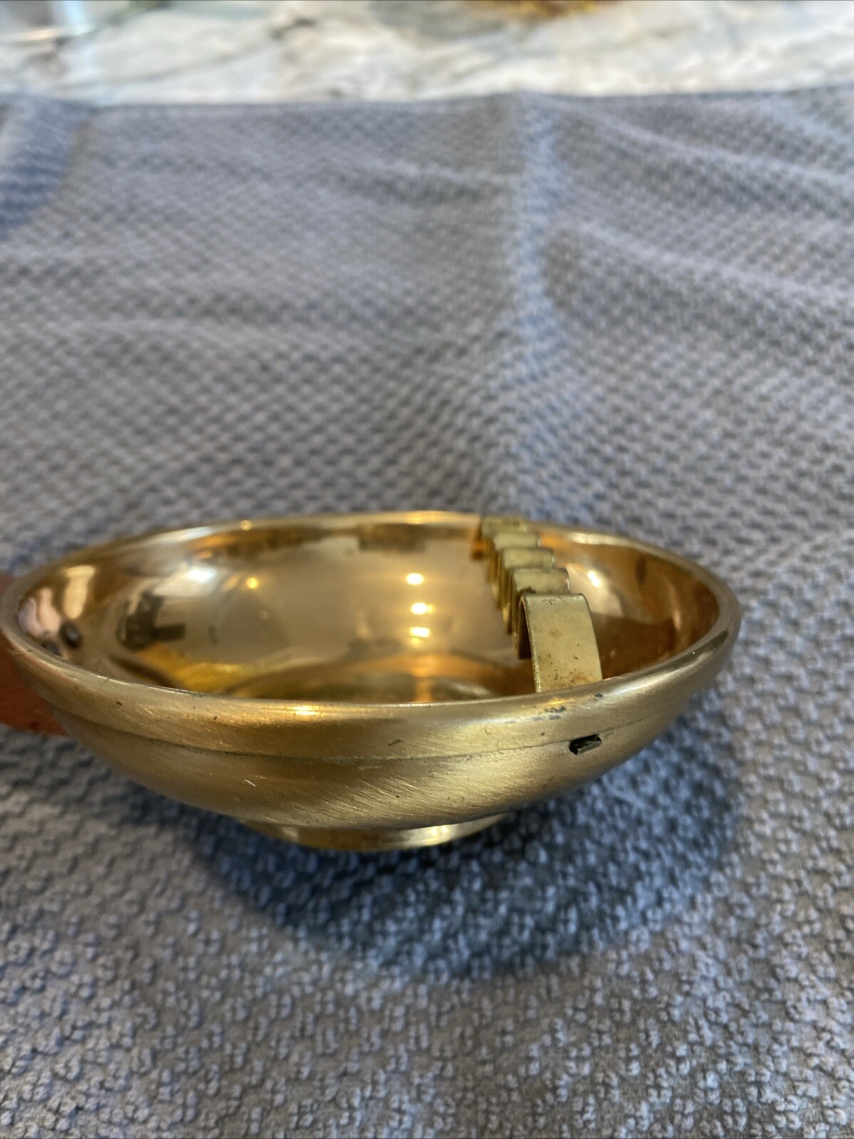 Retro Park Sherman Copper Metal Wood Handle Ashtray MCM Vintage Great Condition