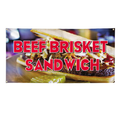 Vinyl Banner Multiple Sizes Beef Brisket Sandwich Restaurant Cafe Bar Outdoor