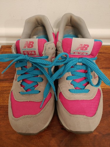 New Balance 574 Gray Turquoise Pink 