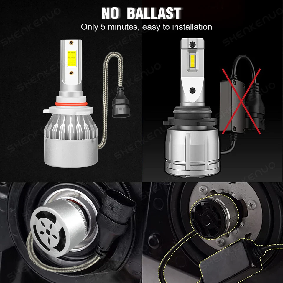 For Mazda Protege5 2002-2003 6x 9005 H7 H3 Headlight & Fog Light LED Combo Bulbs - Image 4 of 4