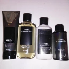 Set of 4 Bath & Body Works Cream Lotion Body Wash Gel Spray Mist Mens Steel